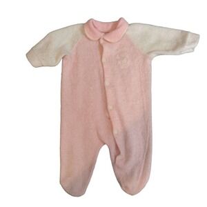 Vintage Baby Girl Pink 3 Months Snap One Piece Footed Sleeper Movie Babydoll